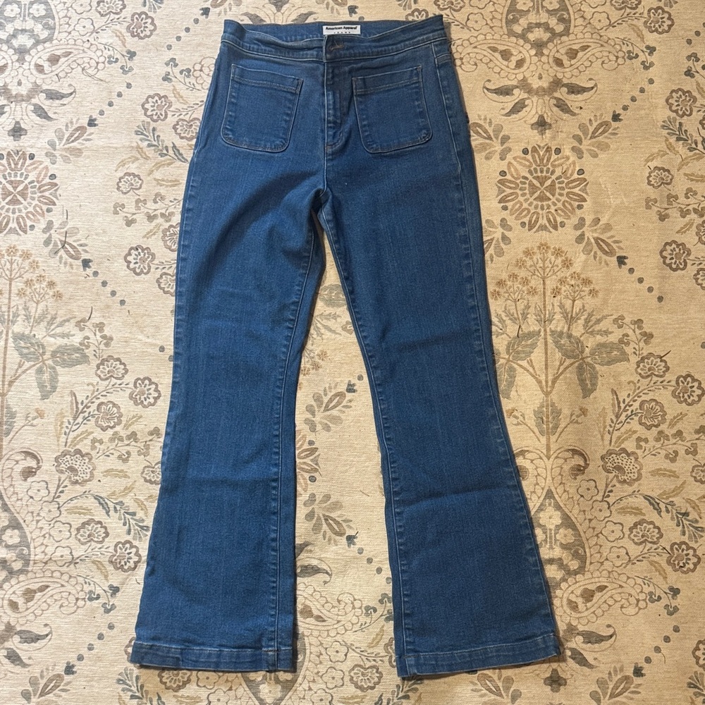 American Apparel Dark Blue Wide-Leg Flare Jeans
